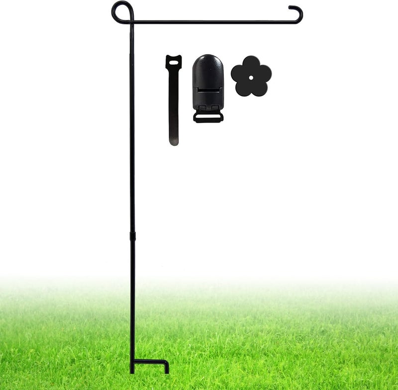 ESTTOP Garden Flag Stand, Thickened Pole Sturdy Straight Premium Metal Yard Flag Holder Weather-Proof Flagpole with Clip and Stopper for Seasonal Christmas Garden Flag, Outdoor Decor Decoration - Image 1